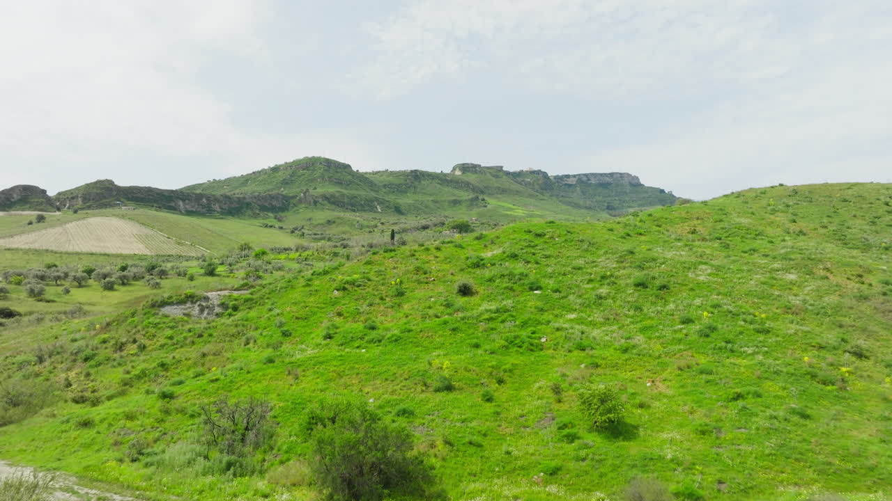 Low Green Hills Calabria In Spring Aerial View