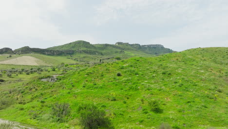 low green hills calabria in spring aerial view