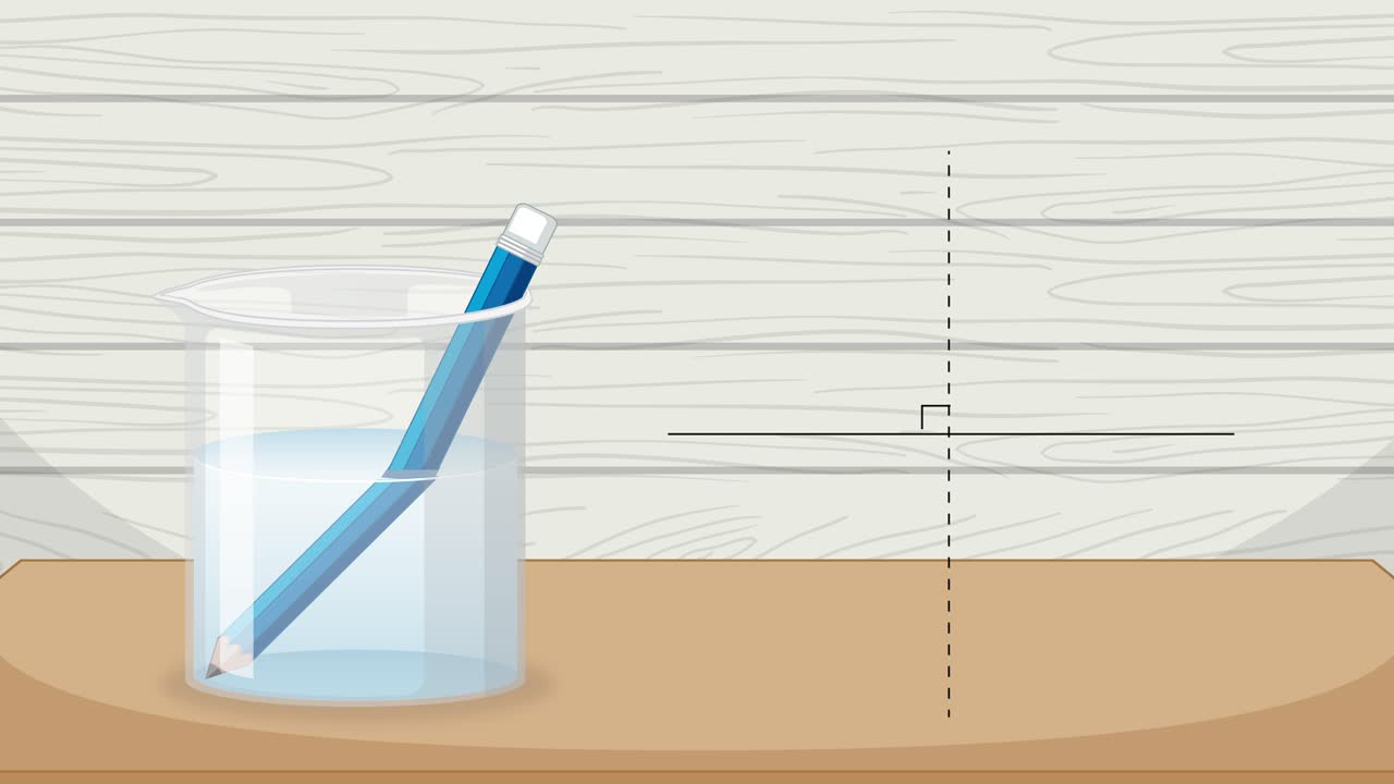 두 물질에서 빛의 굴절을 보여주는 애니메이션