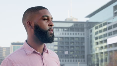 bearded african american male drinking coffee