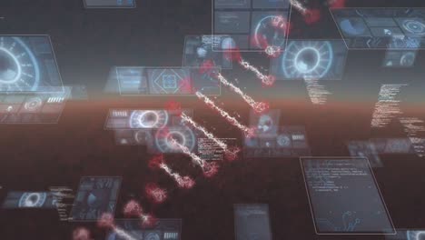 animation of sniping dna data processing on moving screens