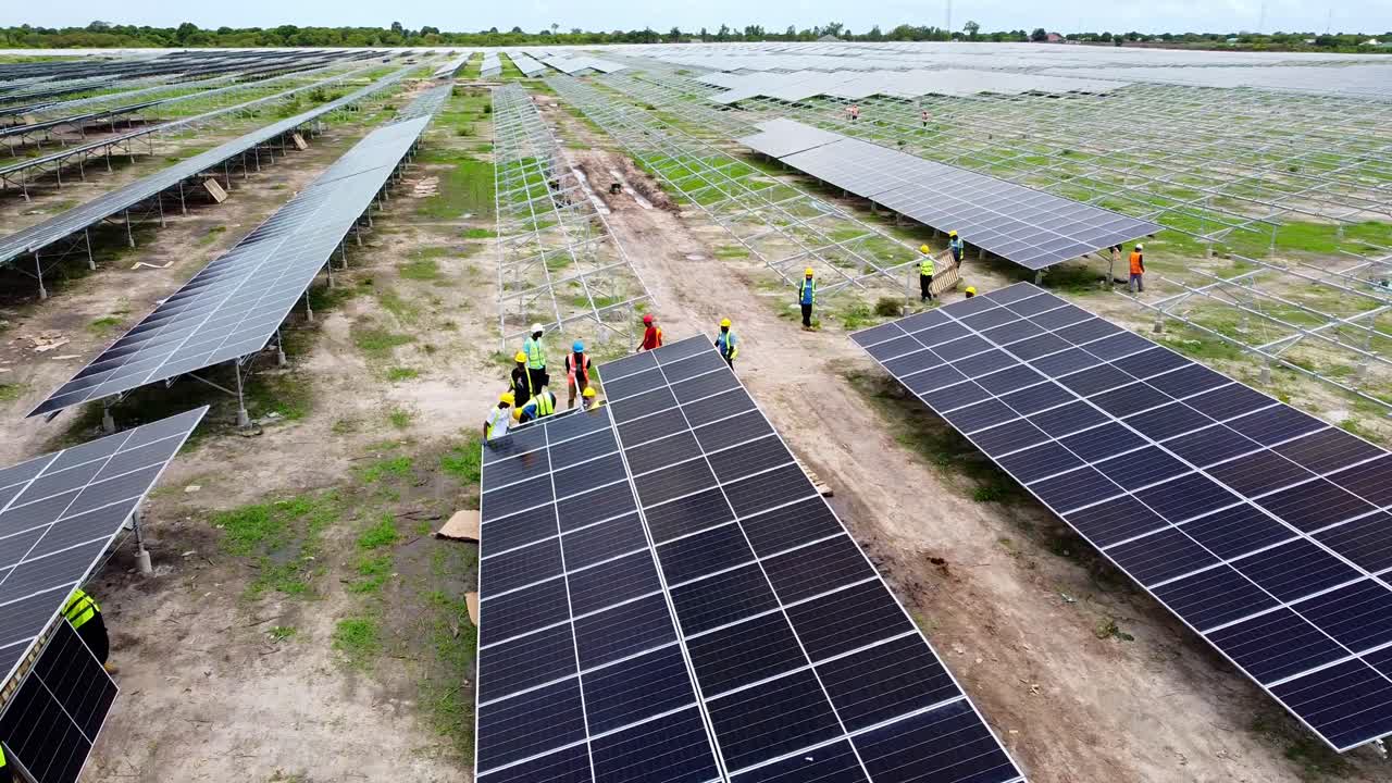 Construction of a large-scale solar farm in Africa