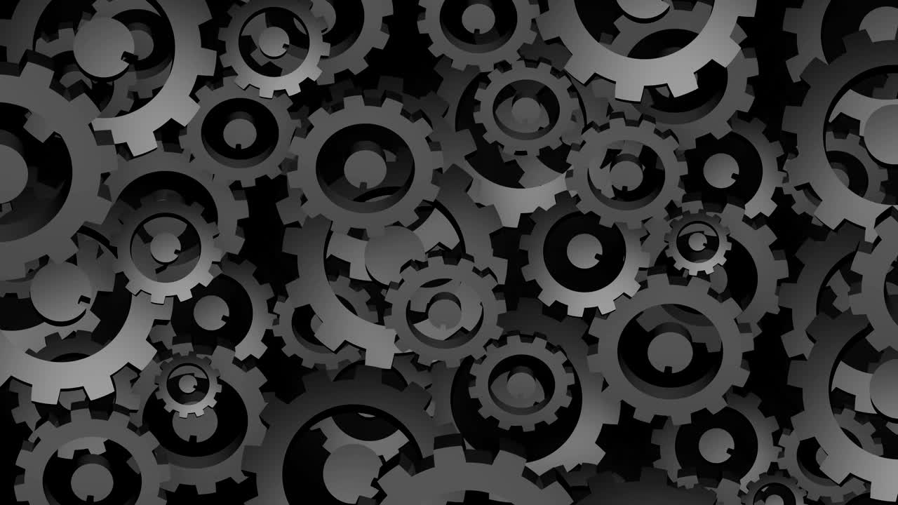 rotating gears, dark abstract industrial background