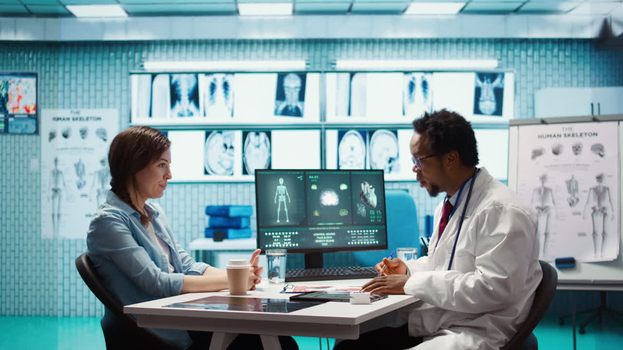 African american physician gives professional advice to woman patient