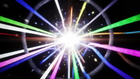 the radiant dance of energy and color: a stunning journey through vibrant strands leading to a brilliant core of light