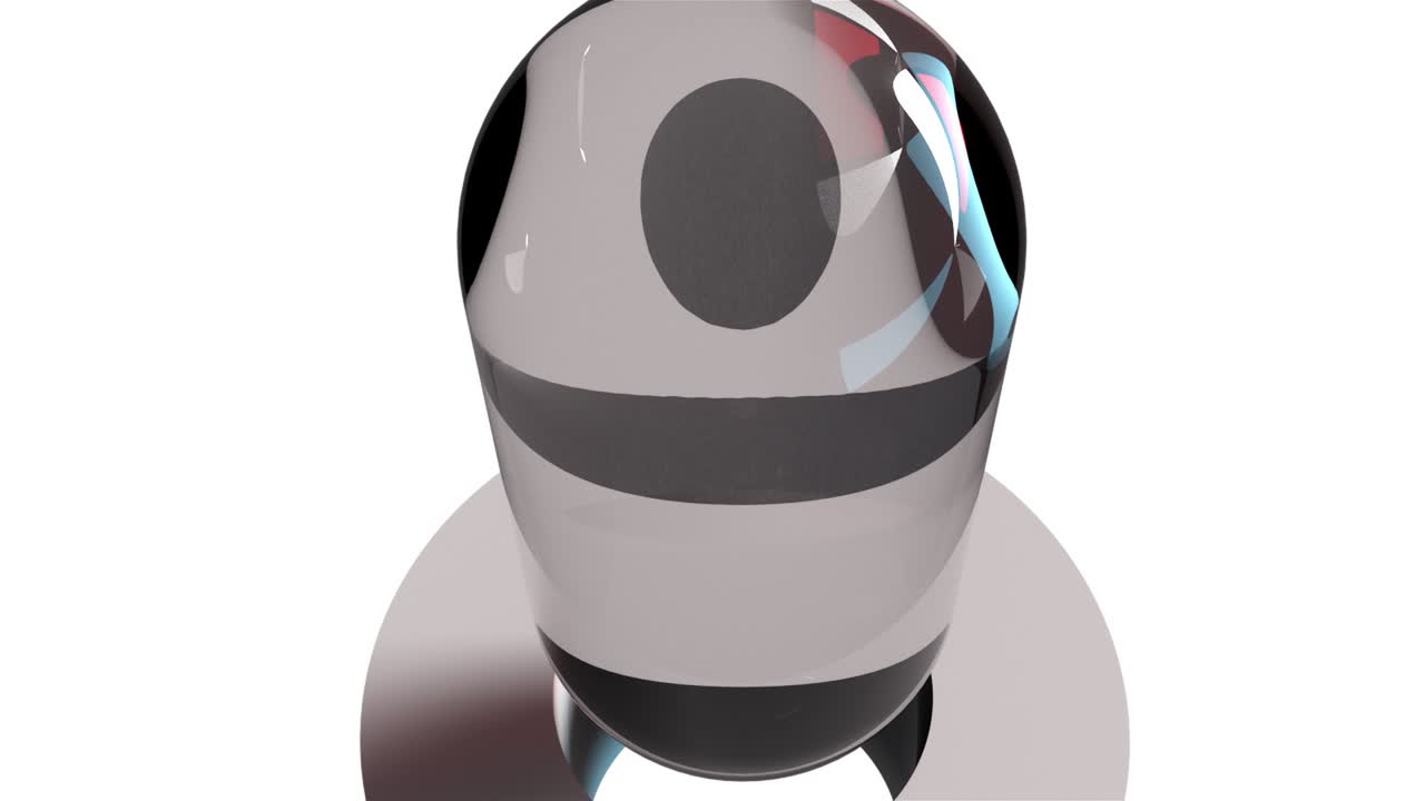 renderización 3d de fondo abstracto. tubo vertical generado por computadora y bola de vidrio