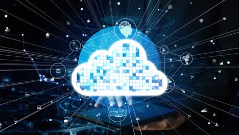 tecnología conceptual de computación en la nube y almacenamiento de datos para la innovación futura