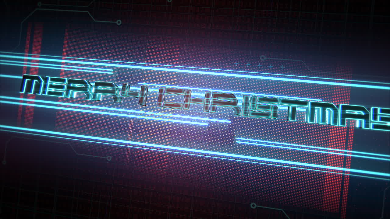 Merry Christmas with cyberpunk lines and matrix code