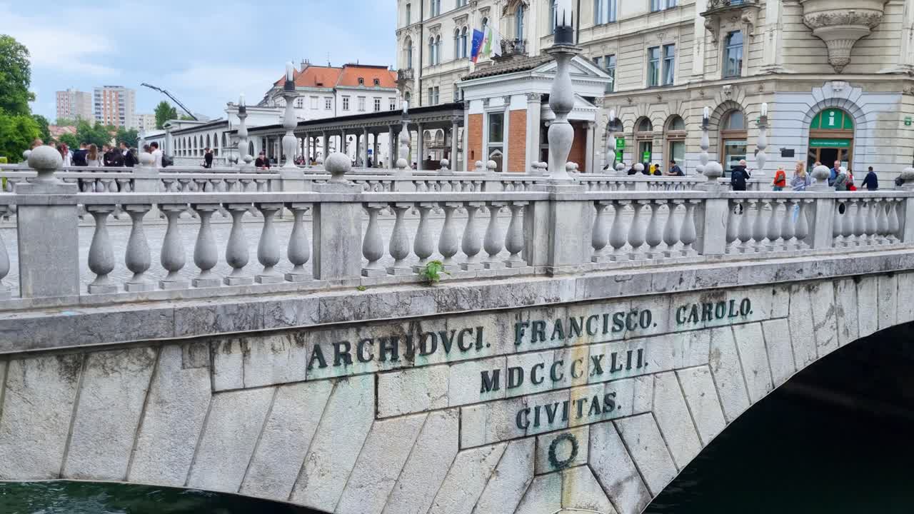 Historic Stone Bridge in Ljubljana, Slovenia