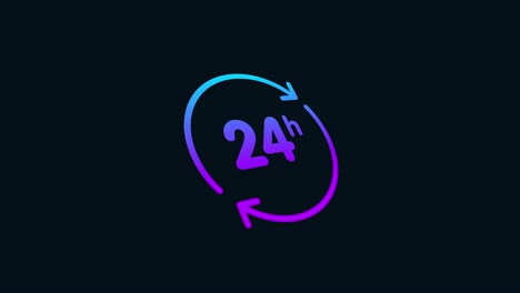 24 h icon animation. gradient color