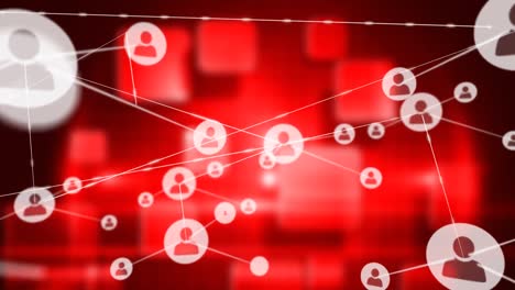 animación de signos humanos que representan las crecientes comunicaciones globales sobre luz abstracta roja