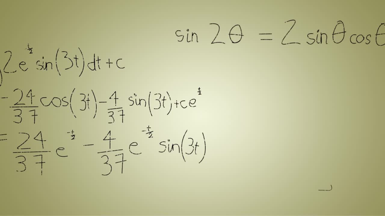 animación de fórmulas matemáticas escritas a mano sobre un fondo verde
