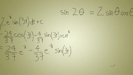 animación de fórmulas matemáticas escritas a mano sobre un fondo verde
