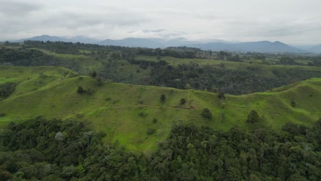 fyling over the lush mountain ridges near filandia in the quindío department of the coffee axis in colombia