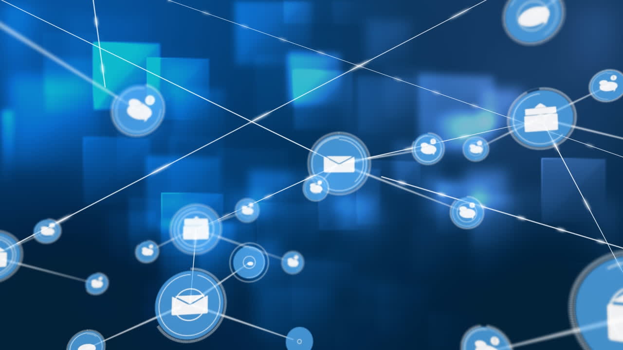 Connectors moving on blue digital background