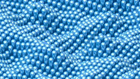 waving surface with glossy rounded blue cylinders animation background