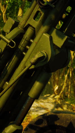 close-up of military mortar parts