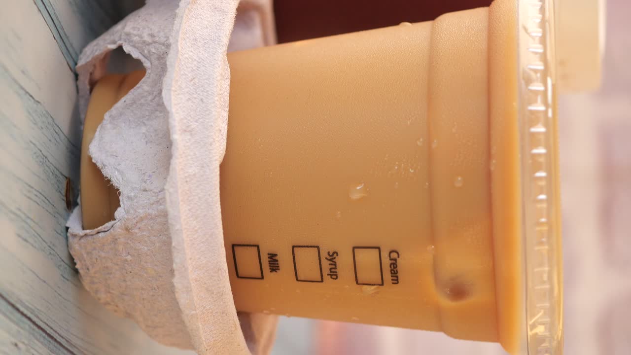 플라스틱 컵 에 인 얼음 커피