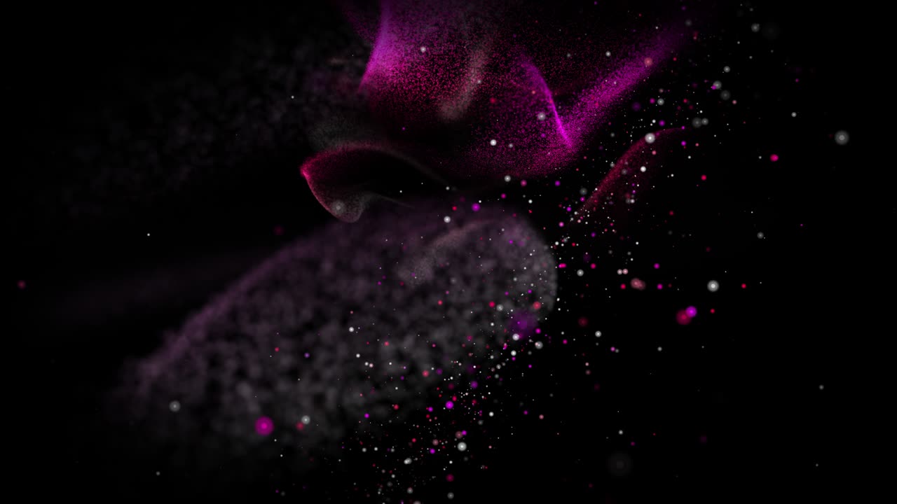 Futuristic animation with wave object and glitter particles in slow motion, 4096x2304 loop 4K