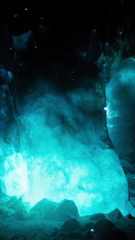 glowing turquoise ice cave