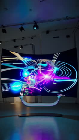 curved tv display at an exhibition