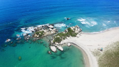 bird's eye fire of exotic beach in colombia