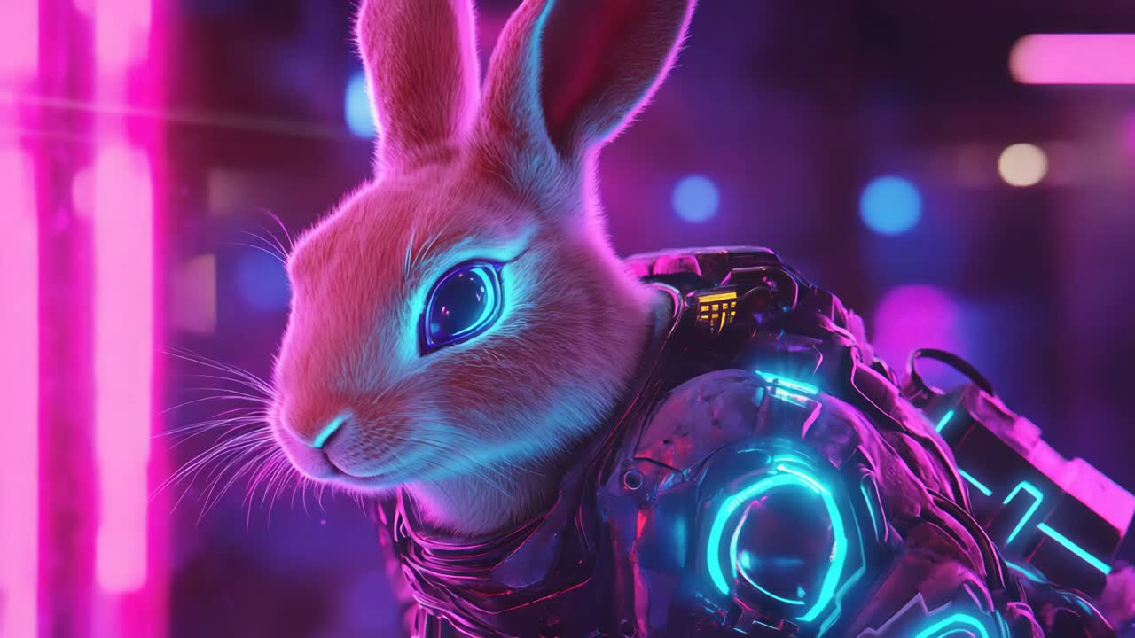 Cyberpunk Rabbit in a Neon City