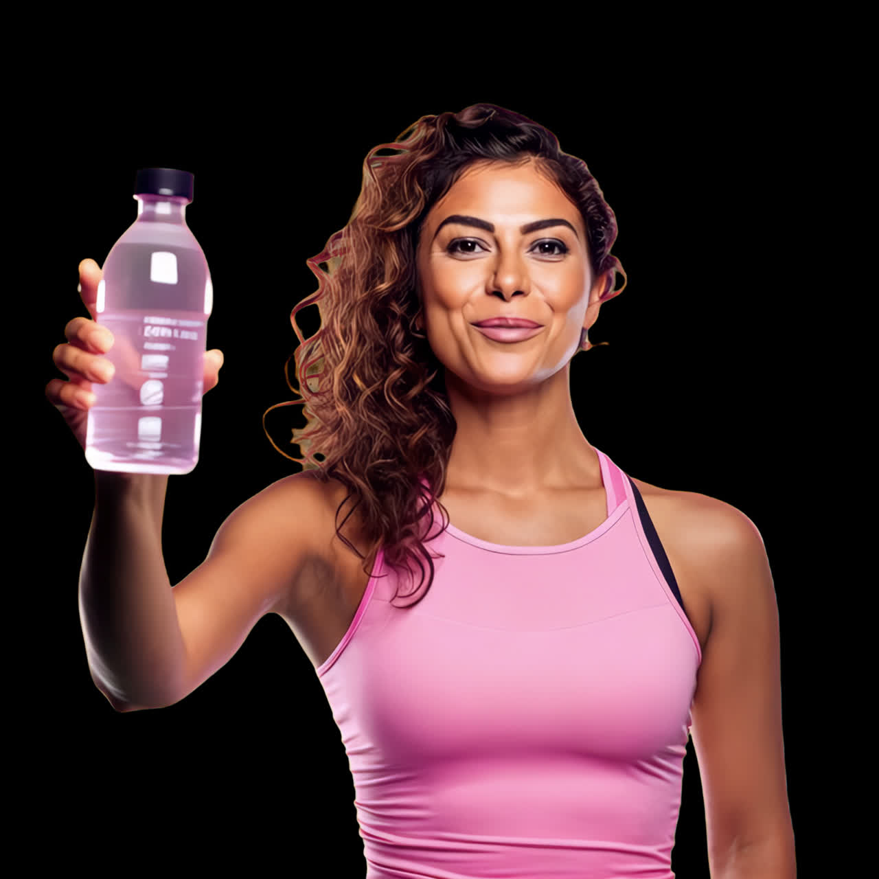 Healthy lifestyle hydration woman animation isolated asset, transparent 4K video, alpha channel