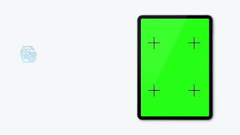 tableta revela con fondo de pantalla verde para gráficos de movimiento 4k en fondo blanco