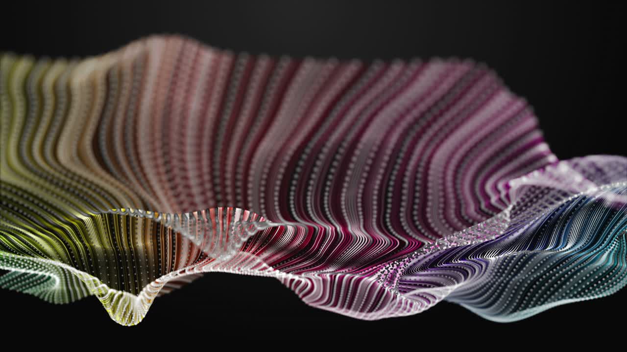 Fantastic animation with particle wave object in slow motion, 4096x2304 loop 4K