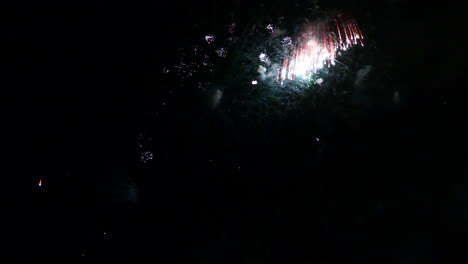 hermosa celebración abstracto colorido espectáculo de fuegos artificiales en el fondo de la noche