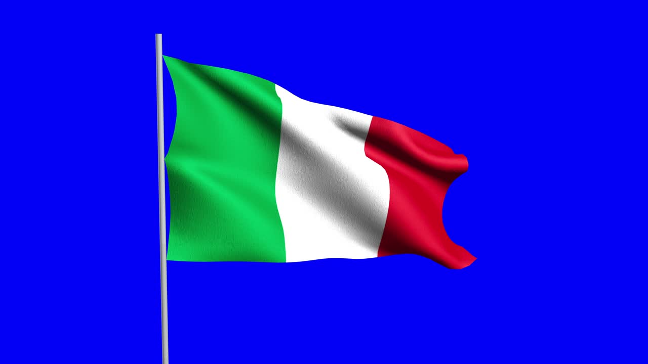 Seamless Loop 4K VDO. Italy national flag blowing in the wind isolated. Official patriotic abstract design. 3D rendering illustration of waving sign symbol.