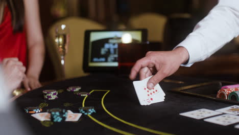 poker table in the casino.