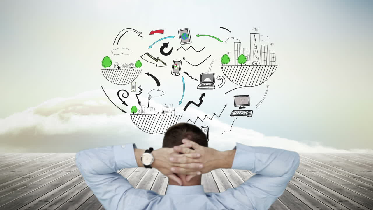 비즈니스 브레인스토밍을 지켜보는 사업가