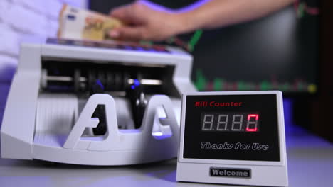 currency calculating bank payments. financial banking machine for counting dollars.
