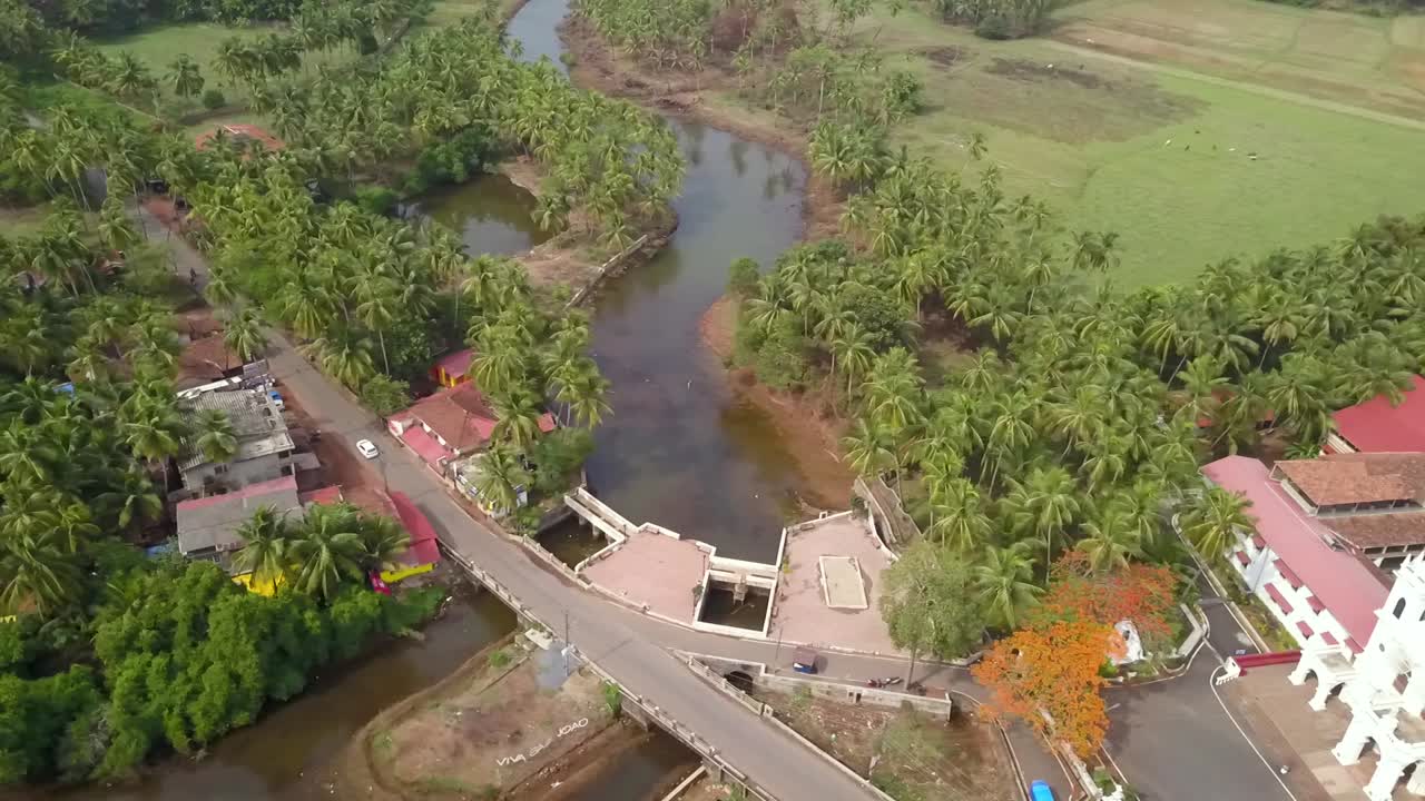 Drone shot over the st. Anthony church, Goa, India