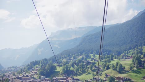 tiro largo, ascensor de esquí, suiza, valle, aéreo, ascenso, montañas, altura media a alta