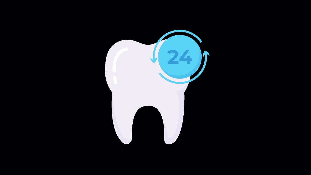 Animated Tooth Icon with 24/7 Service Symbol