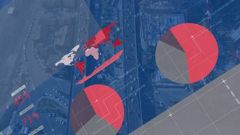 animación del procesamiento de datos sobre el paisaje urbano