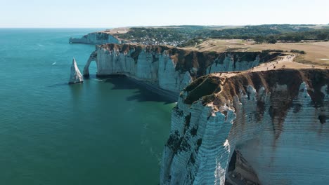 the cliffs of etretat, france. seen from above