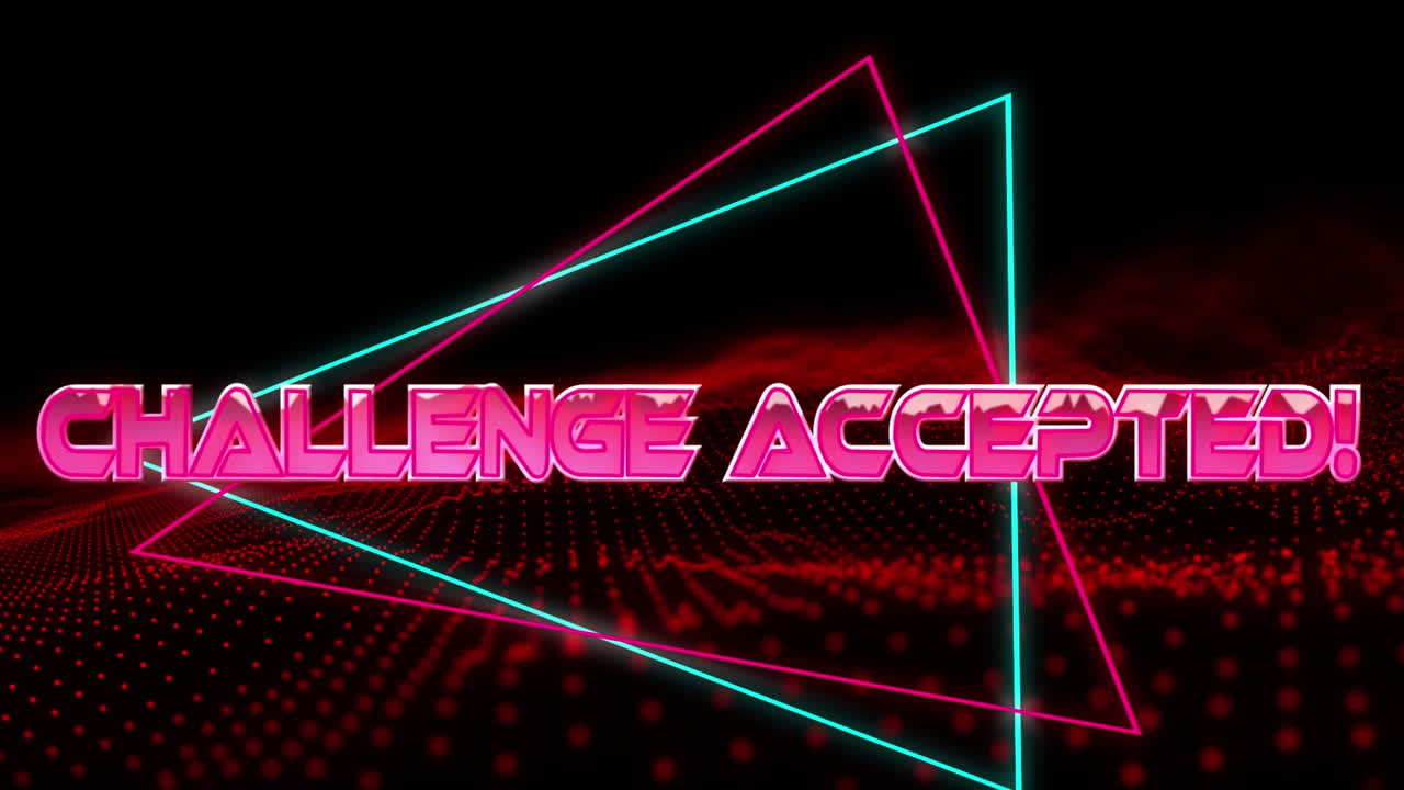 도전의 애니메이션은 기하학적 움직이는 모양과 파도에 대해 받아들여집니다.