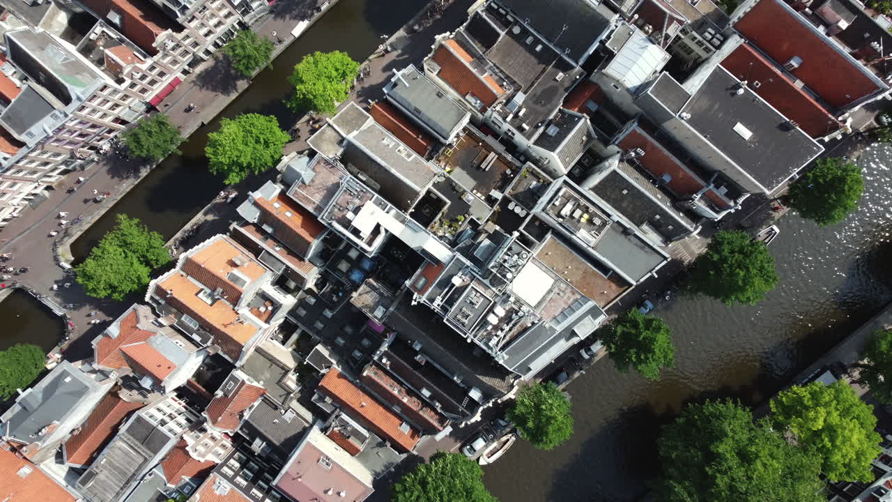 Amsterdam Canal Cityscape Aerial View