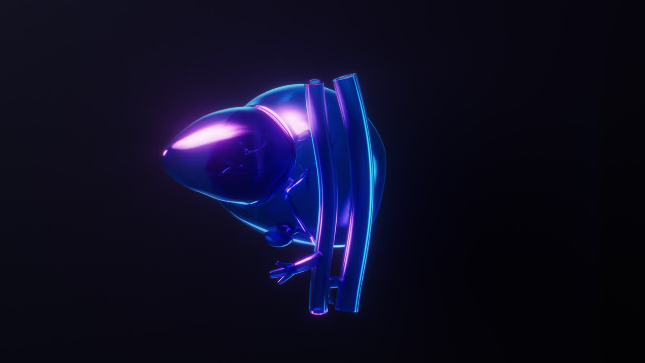 어두운 네온 빛 효과와 함께 3d 렌더링으로 간의 루프 애니메이션