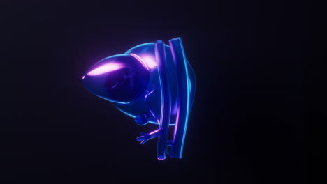 animación en bucle del hígado con efecto de luz de neón oscuro, renderización 3d.