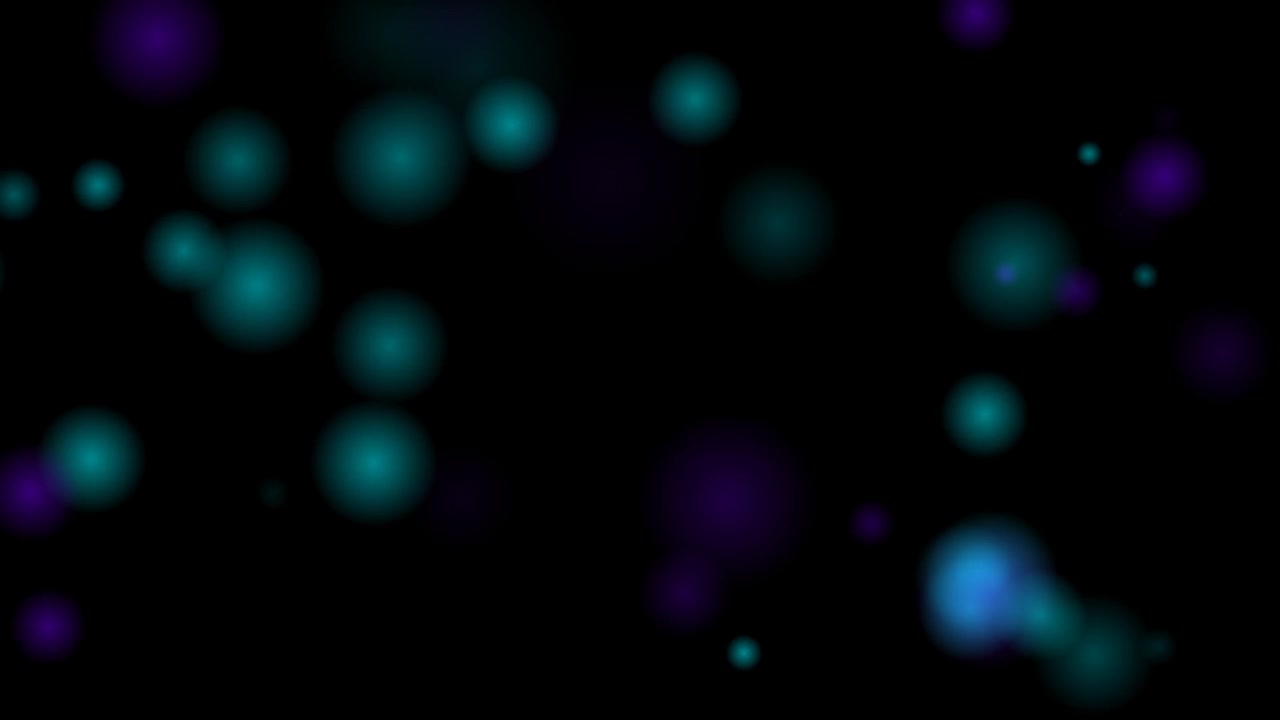 Abstract Motion Background with Floating Teal and Purple Bokeh Lights
