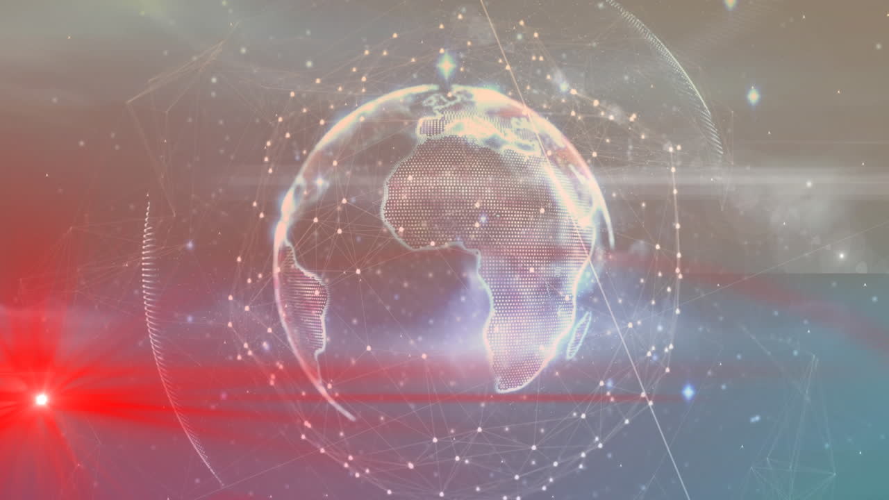 전 세계에 걸쳐 연결과 데이터 처리의 애니메이션