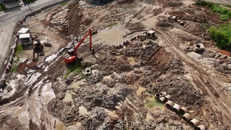 construction site with excavation and road work