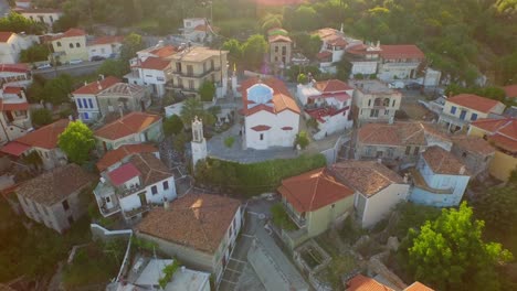 aerial: a small village in the mountains of samos, greece