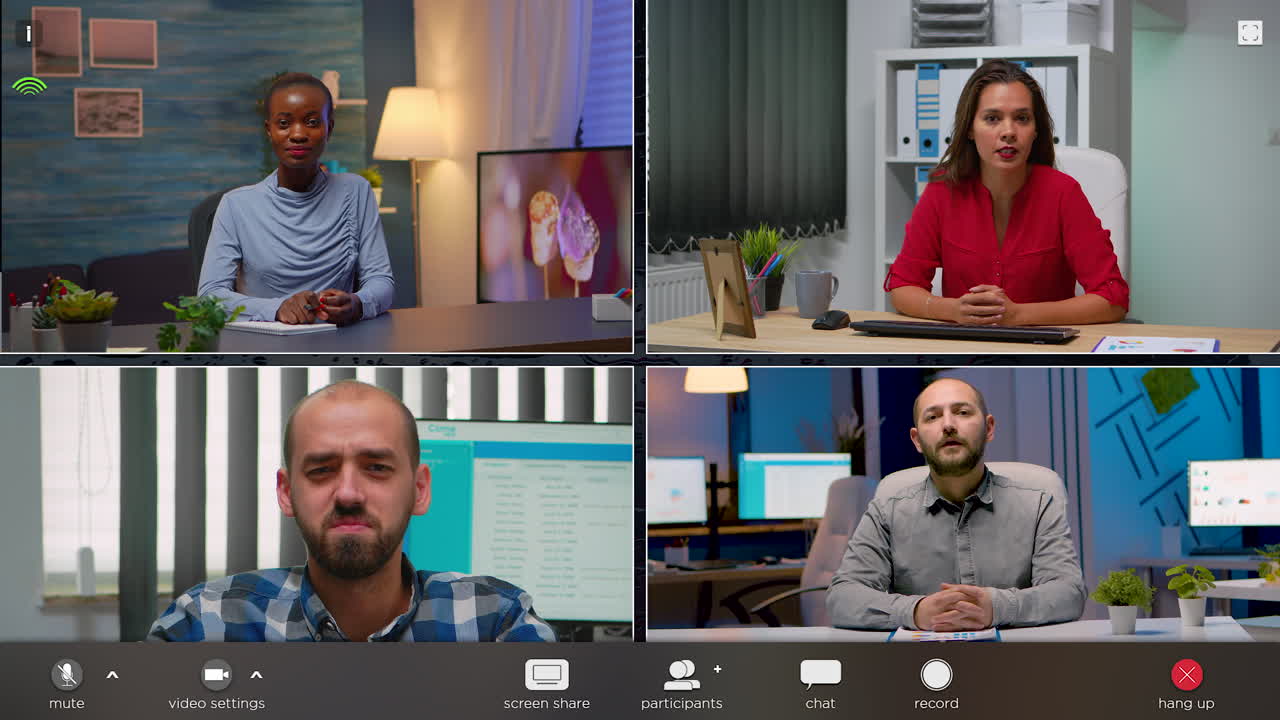 Team working by group video call share ideas brainstorming
