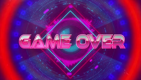 Animation-of-game-over-in-digital-abstract-space